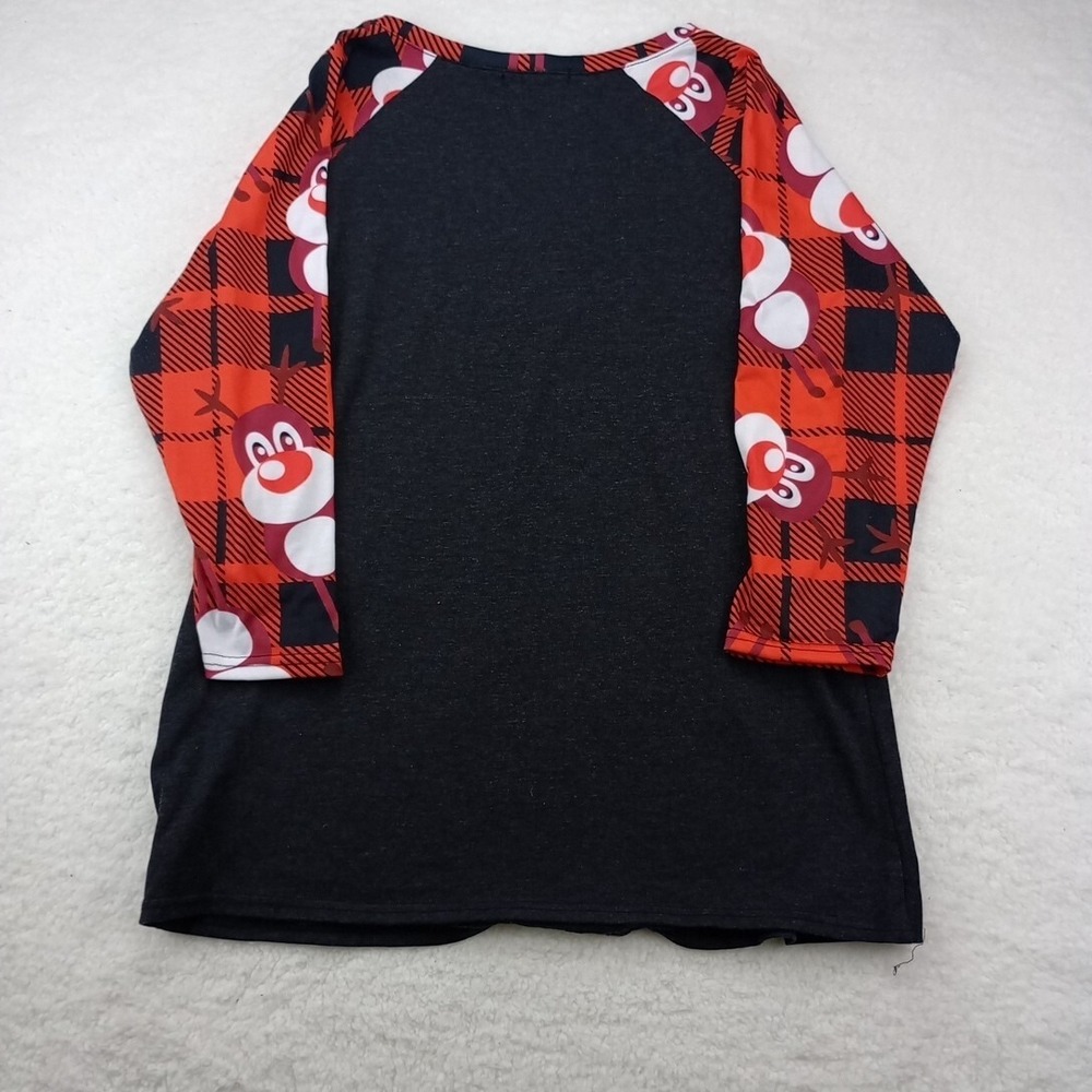 Roshop Women's Red and Balck Rain Deer /Deer Characters Half Sleeve Size Large - Picture 7 of 8